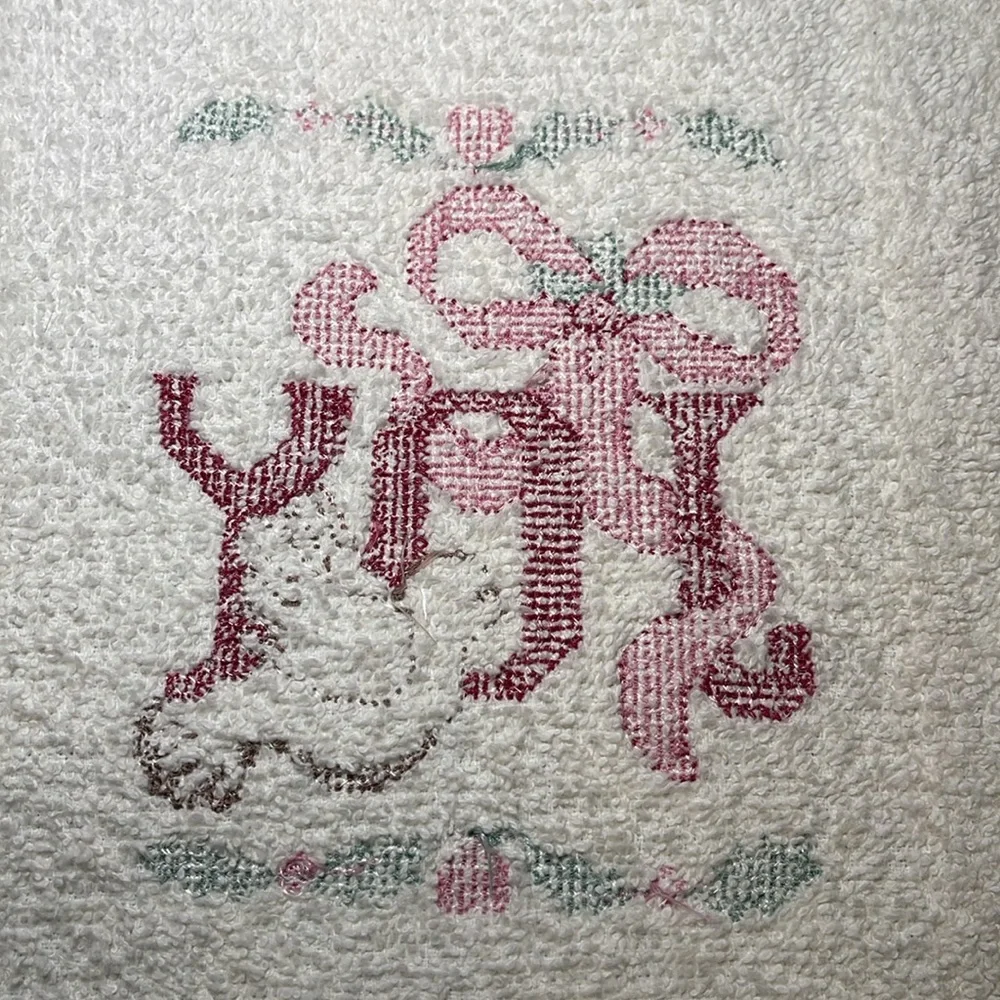 Vintage Christmas cross stitch hand towel